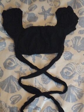 Black Women's Cropped Wrap Bralette - Unbranded